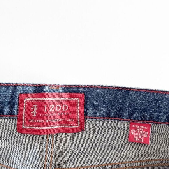 Izod Luxury Sport Mens Denim Relaxed Straight Jeans Blue 38 - Picture 5 of 9